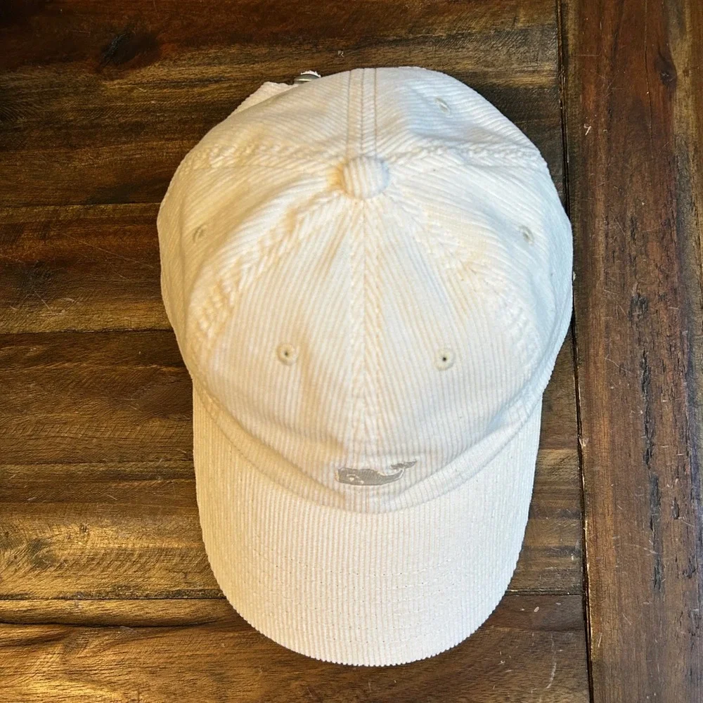 Vineyard Vines Unisex OS Cream Corduroy Baseball Cap Embroidered Whale Dad Hat - Picture 6 of 11